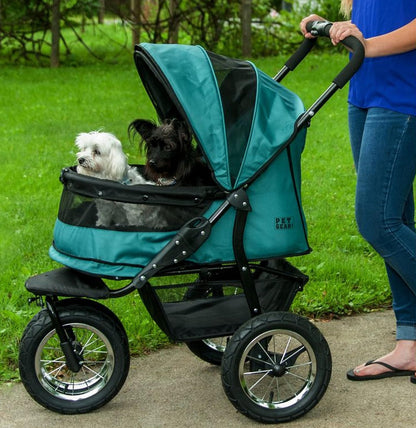 No-Zip Double Pet Stroller with All-Terrain Gel-Filled Tires