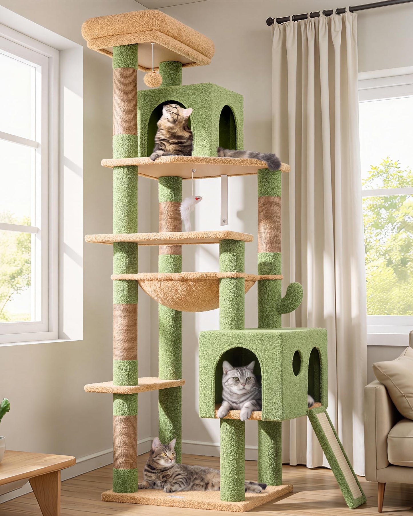 70-Inch Heavy-Duty Cat Tree with Condo, Hammock & Scratcher