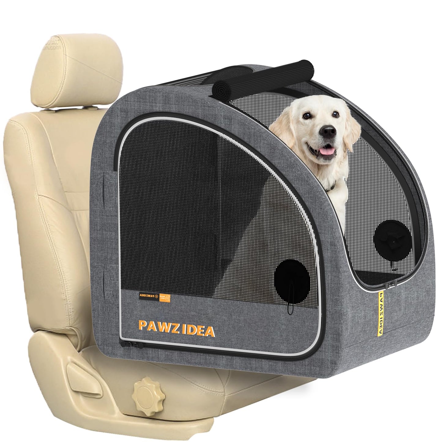 Collapsible Soft-Sided Dog Travel Crate with Metal Frame