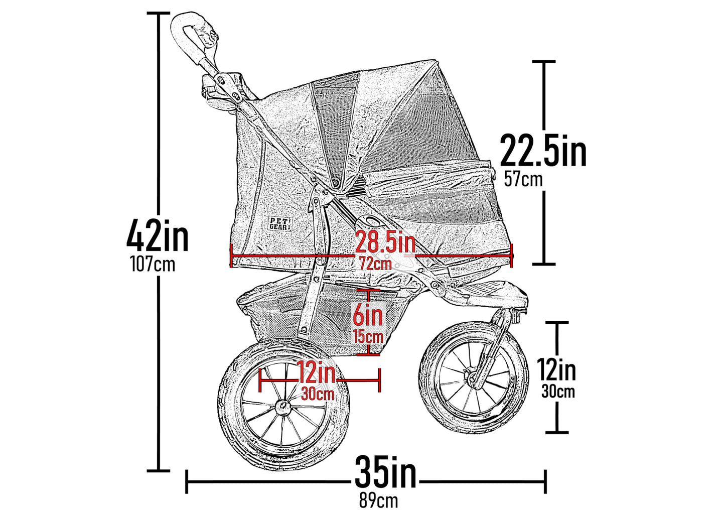 Pet Gear No-Zip AT3 Pet Stroller for Cats/Dogs