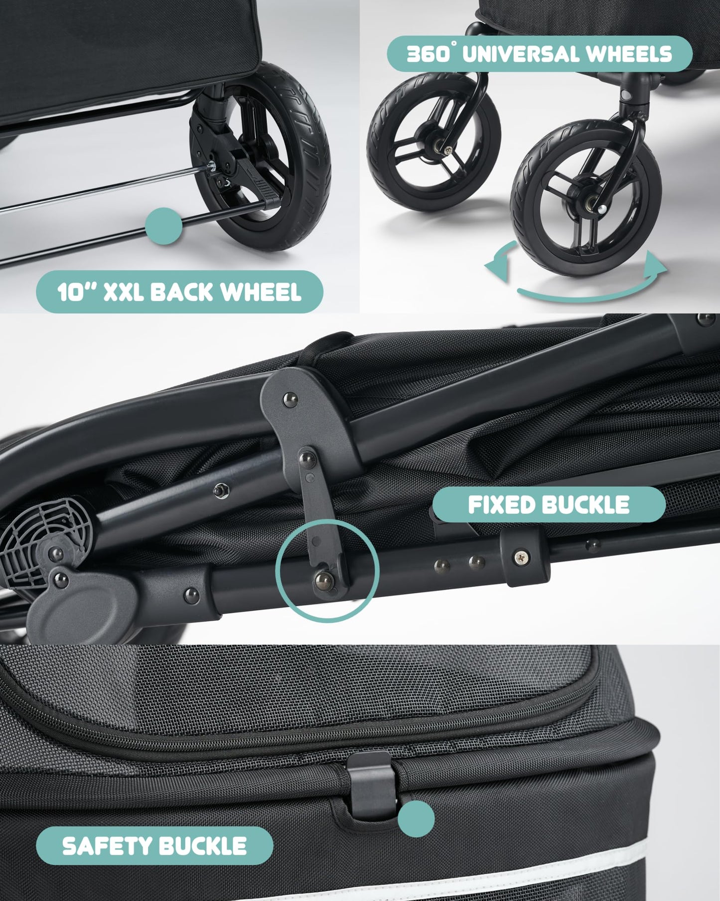 Zoosky Pet Stroller for Large Dogs up to 110lbs, Large Pet Stroller