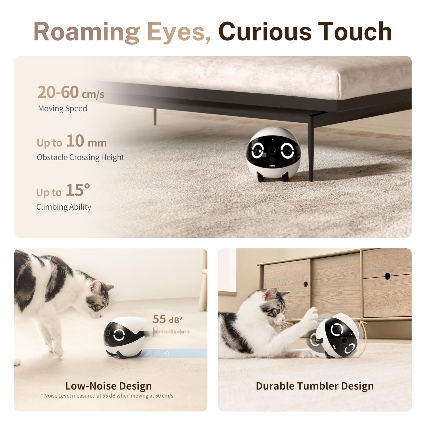 Enabot EBO ROLA Mini Pet Camera Robot: 2K FamilyBot Mobile Home Companion