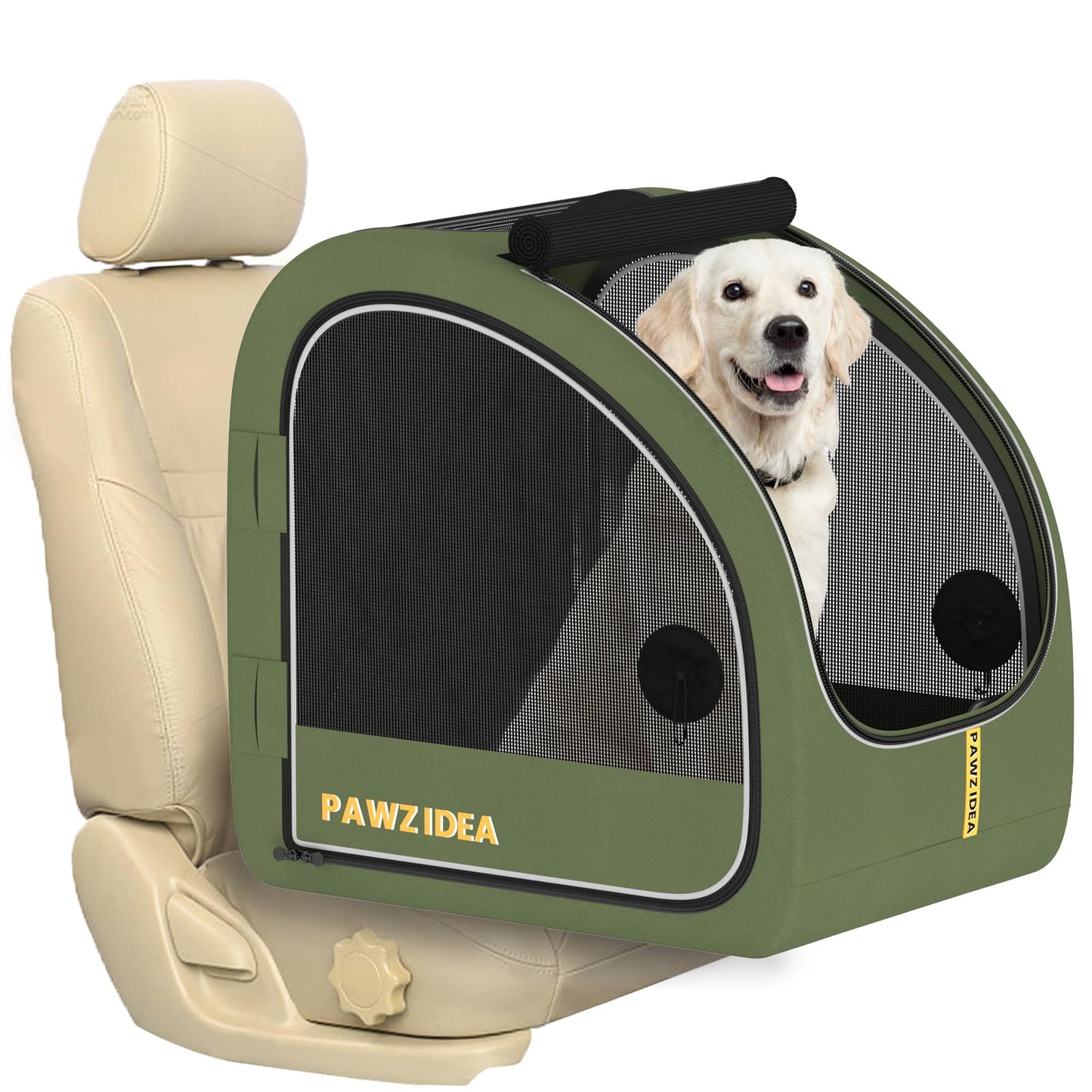 Collapsible Soft-Sided Dog Travel Crate with Metal Frame