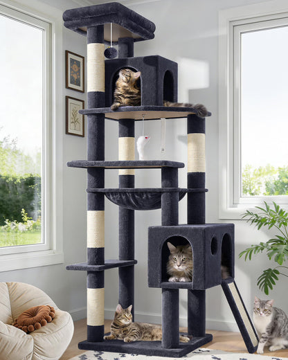 70-Inch Heavy-Duty Cat Tree with Condo, Hammock & Scratcher