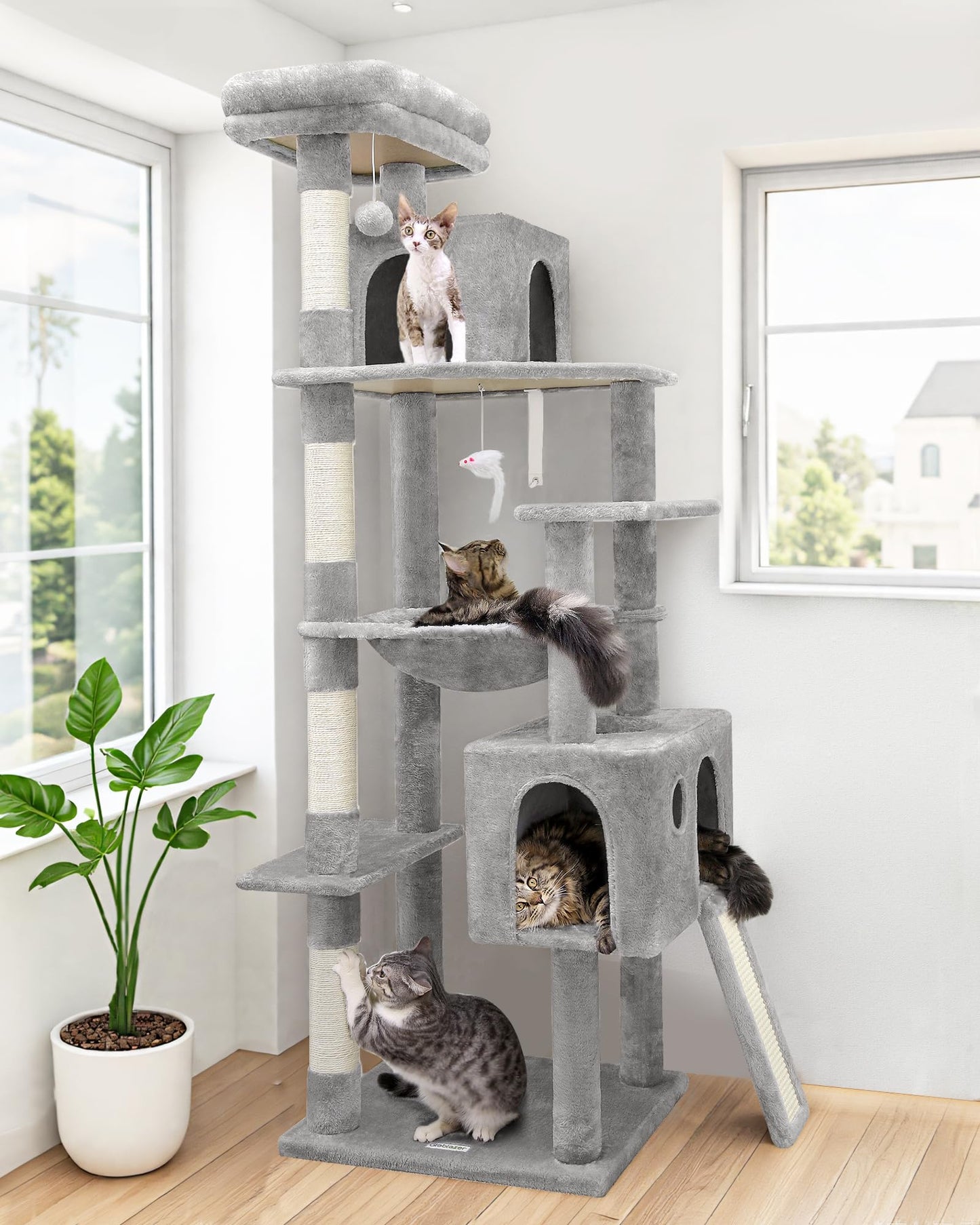 70-Inch Heavy-Duty Cat Tree with Condo, Hammock & Scratcher