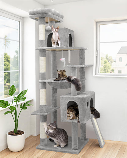 70-Inch Heavy-Duty Cat Tree with Condo, Hammock & Scratcher