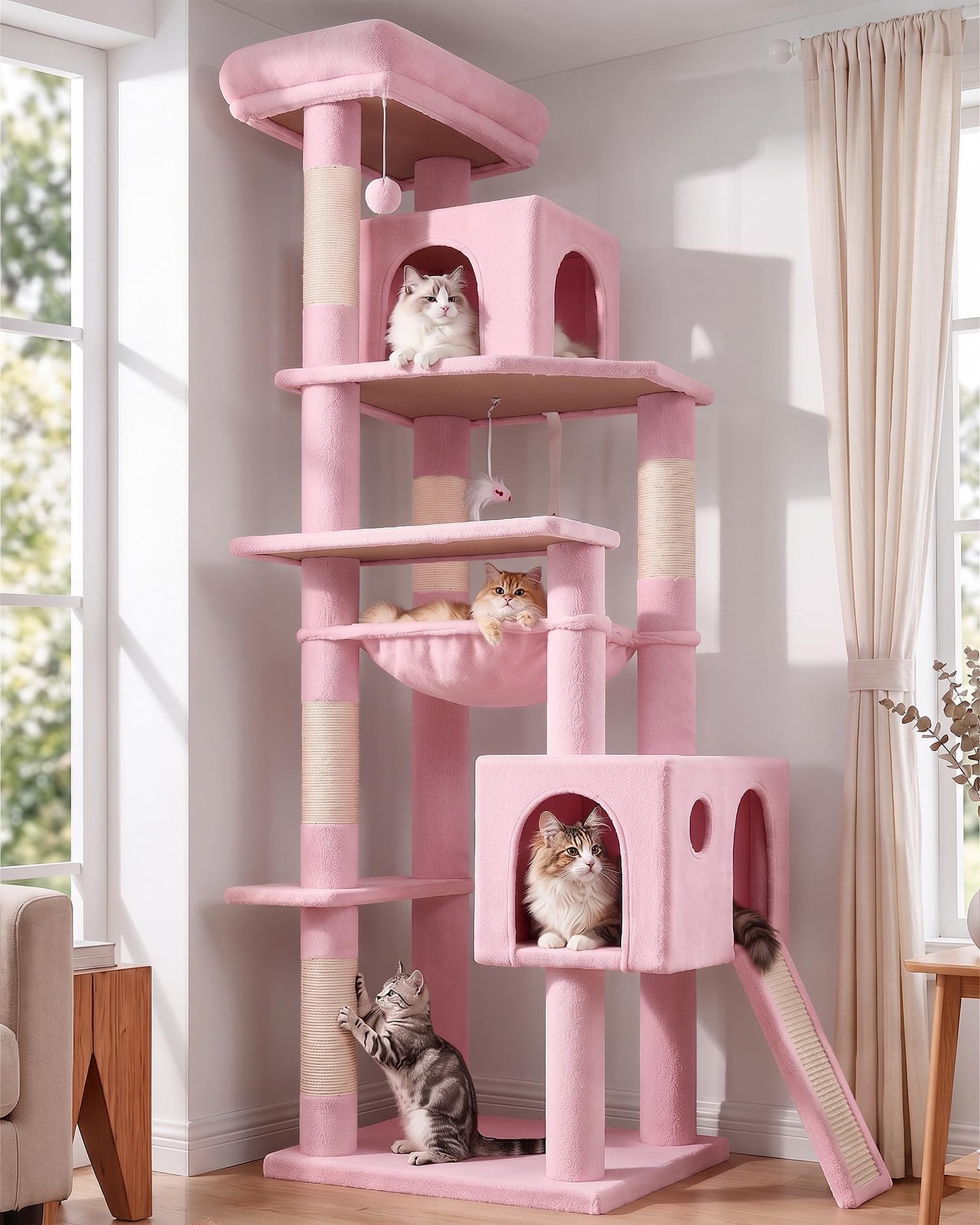 70-Inch Heavy-Duty Cat Tree with Condo, Hammock & Scratcher