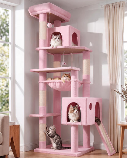 70-Inch Heavy-Duty Cat Tree with Condo, Hammock & Scratcher