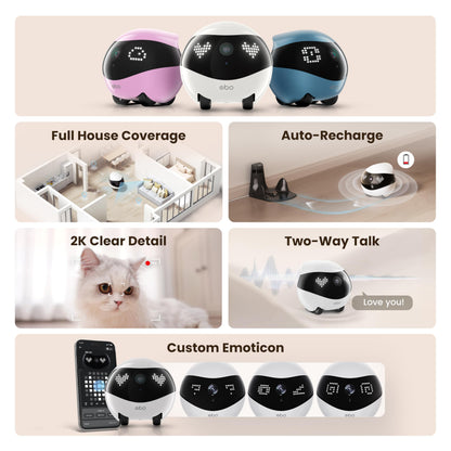 2K Mobile Pet Camera Robot with Night Vision & Two-Way Talk