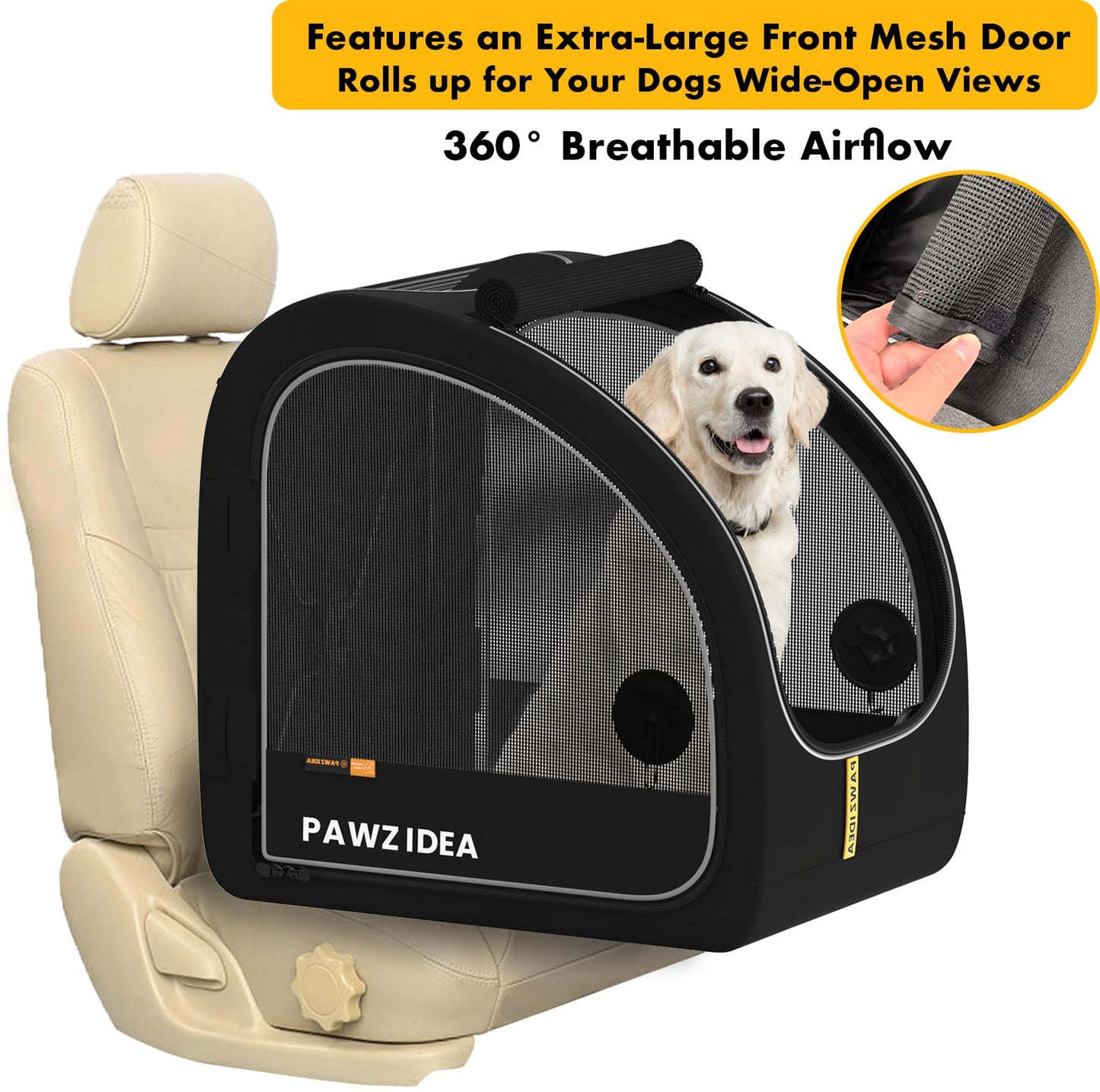 Collapsible Soft-Sided Dog Travel Crate with Metal Frame