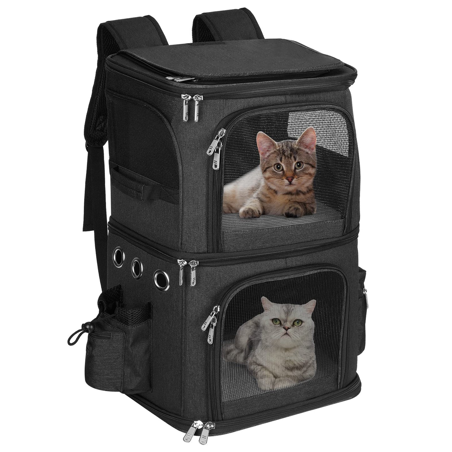Double-Compartment Pet Carrier Backpack for Two Cats