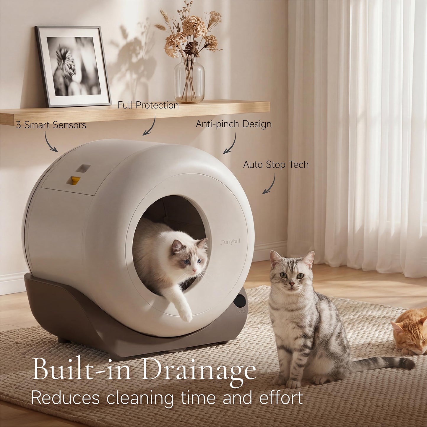 Furrytail Self-Cleaning Automatic Litter Box, Smart Litter Box