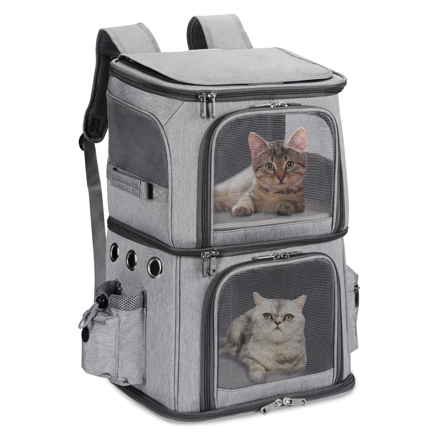 Double-Compartment Pet Carrier Backpack for Two Cats