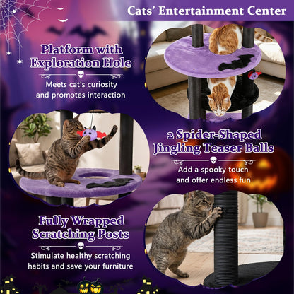 60-Inch Gothic Cat Tree with Condo, Beds & Scratching Posts