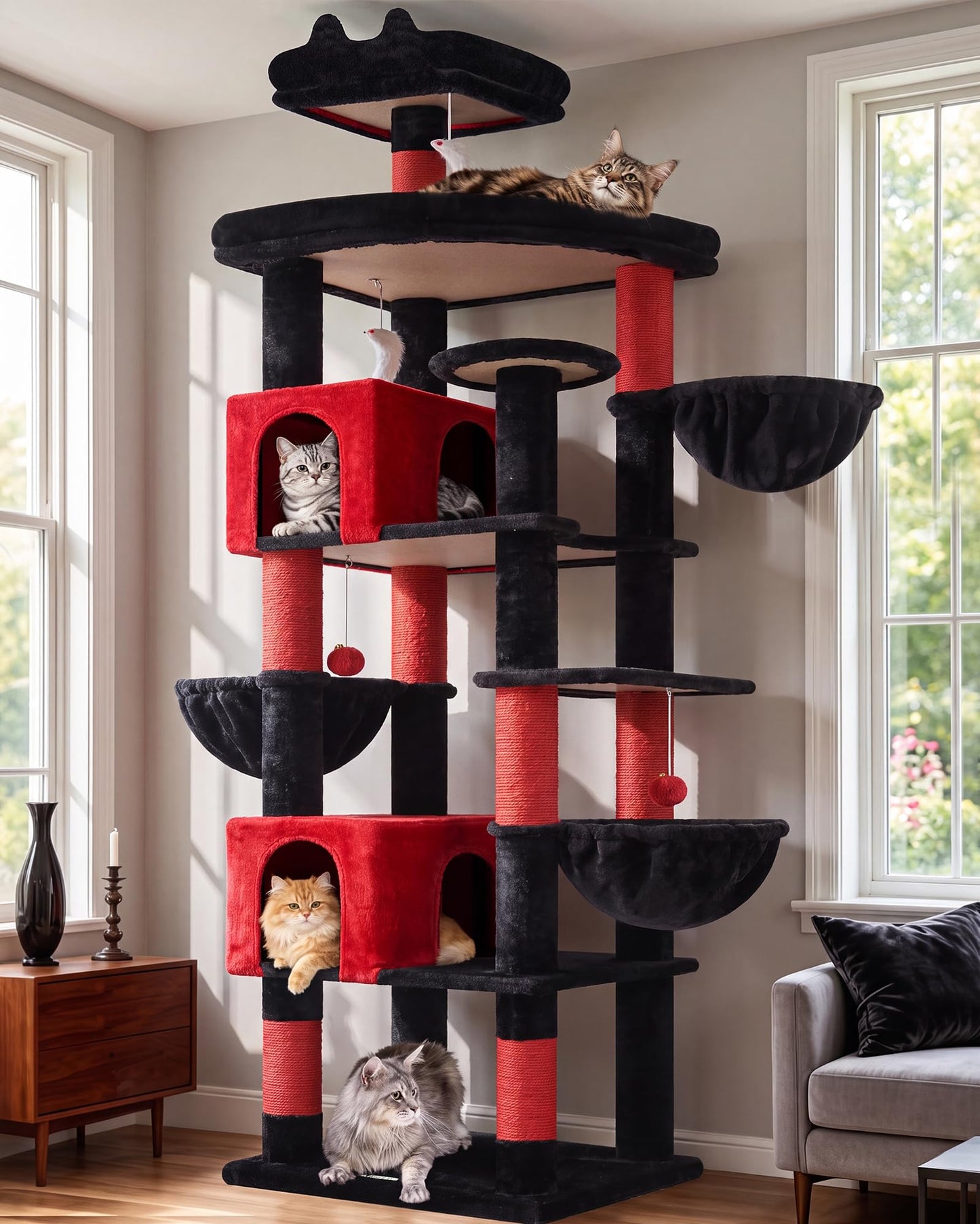 82-Inch Heavy-Duty Cat Tree with Condos, Perches & Baskets