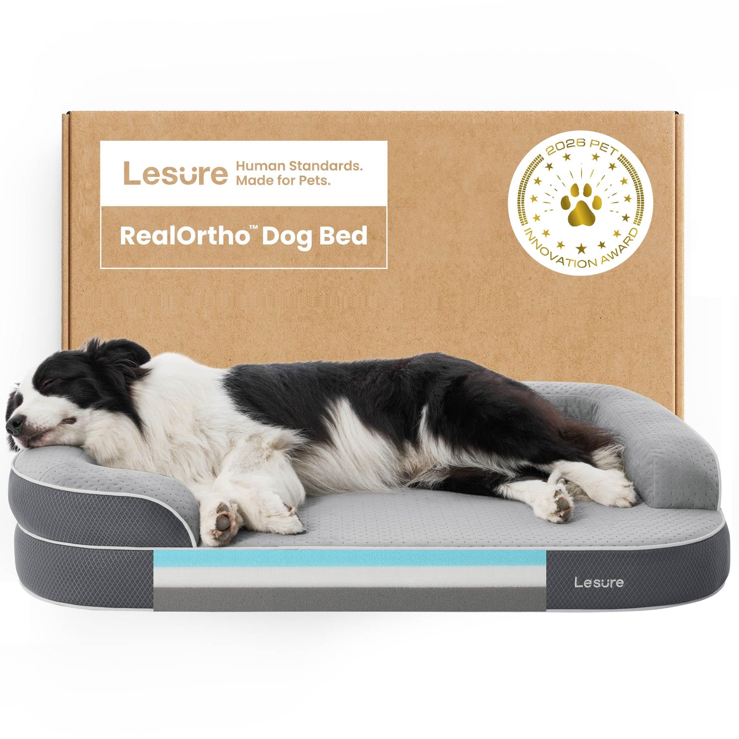 3-Layer Memory Foam Orthopedic Dog Bed with Washable Cover