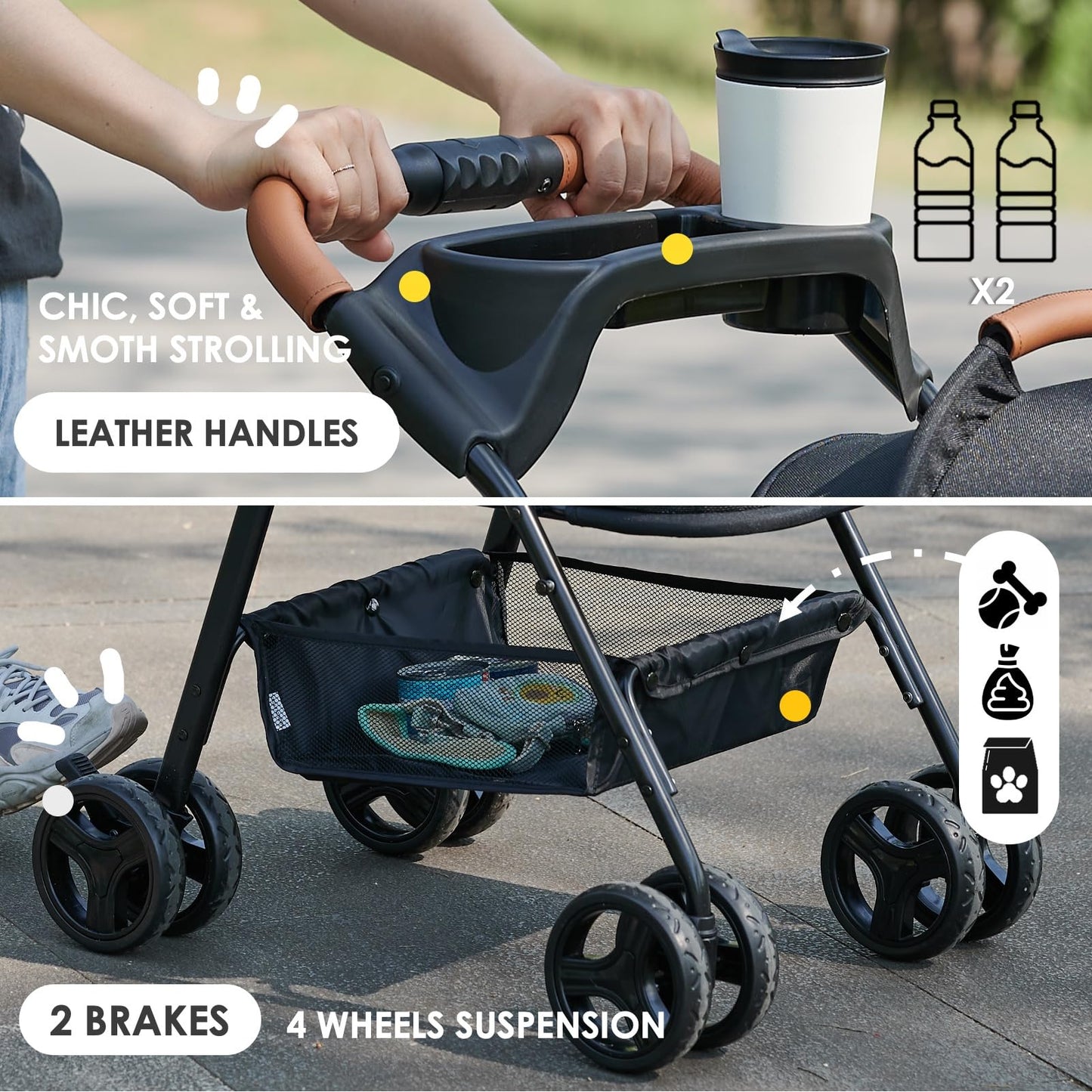3-in-1 All-Terrain Pet Stroller with Removable Carrier