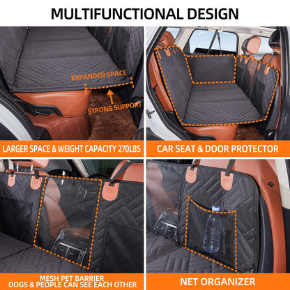 Hard-Bottom Dog Car Seat Cover with Back Seat Extender