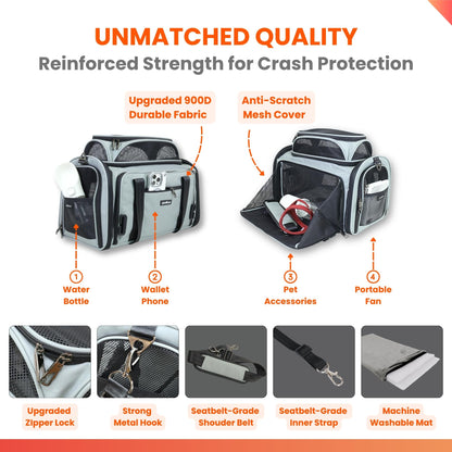 Crash-Tested Expandable Pet Carrier and Car Seat for Safe Travel