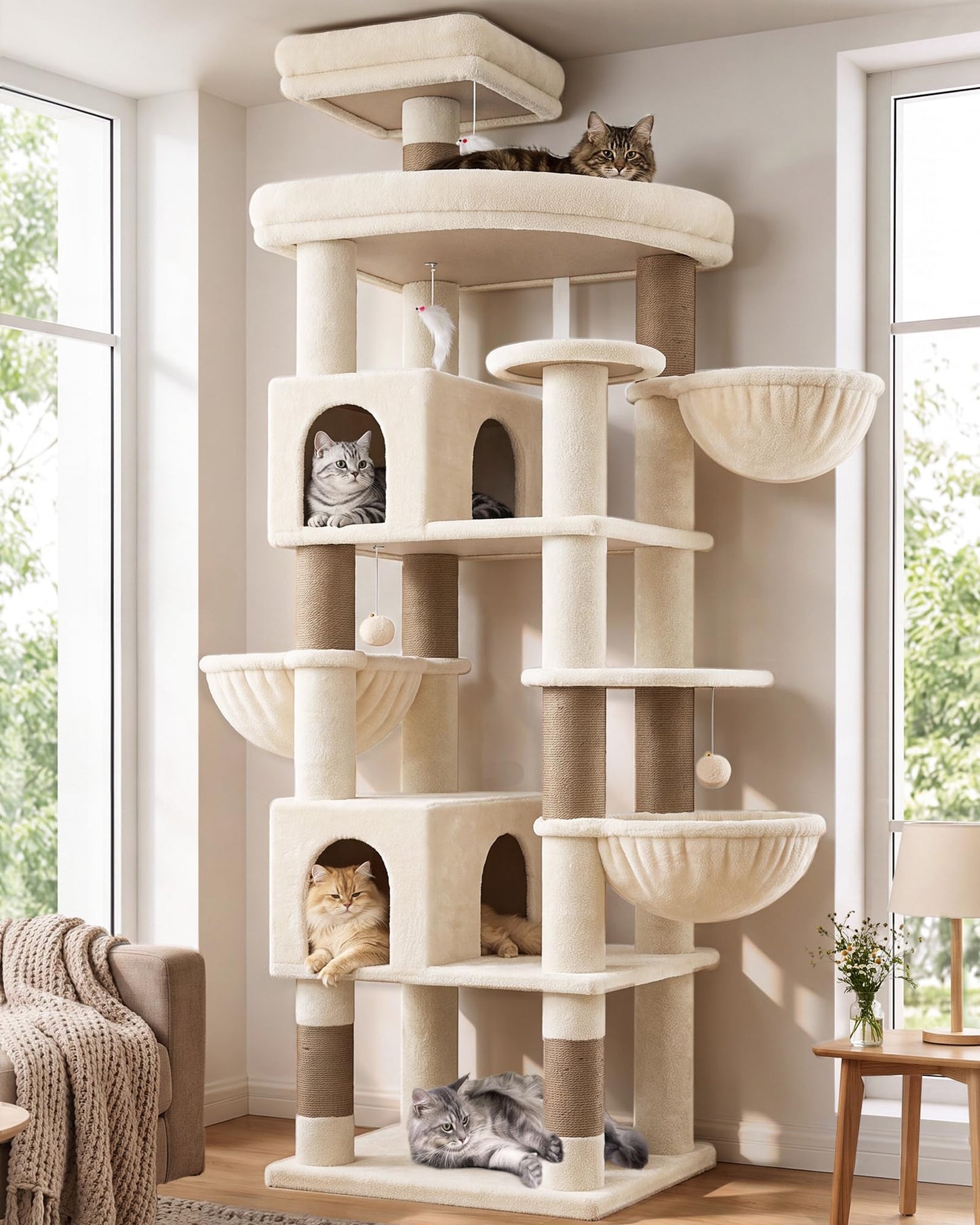 82-Inch Heavy-Duty Cat Tree with Condos, Perches & Baskets