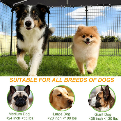 118-Inch Heavy-Duty Outdoor Dog Kennel with Weatherproof Roof