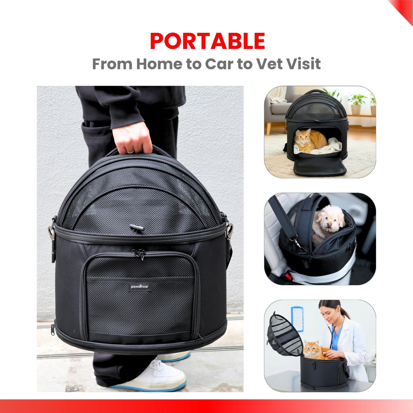 PawsInCar Crash-Tested Portable Small Dog Car Seat