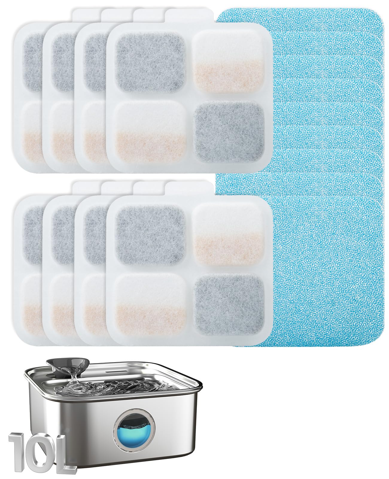 10L Large Dog Water Fountain with Multi-Stage Filtration