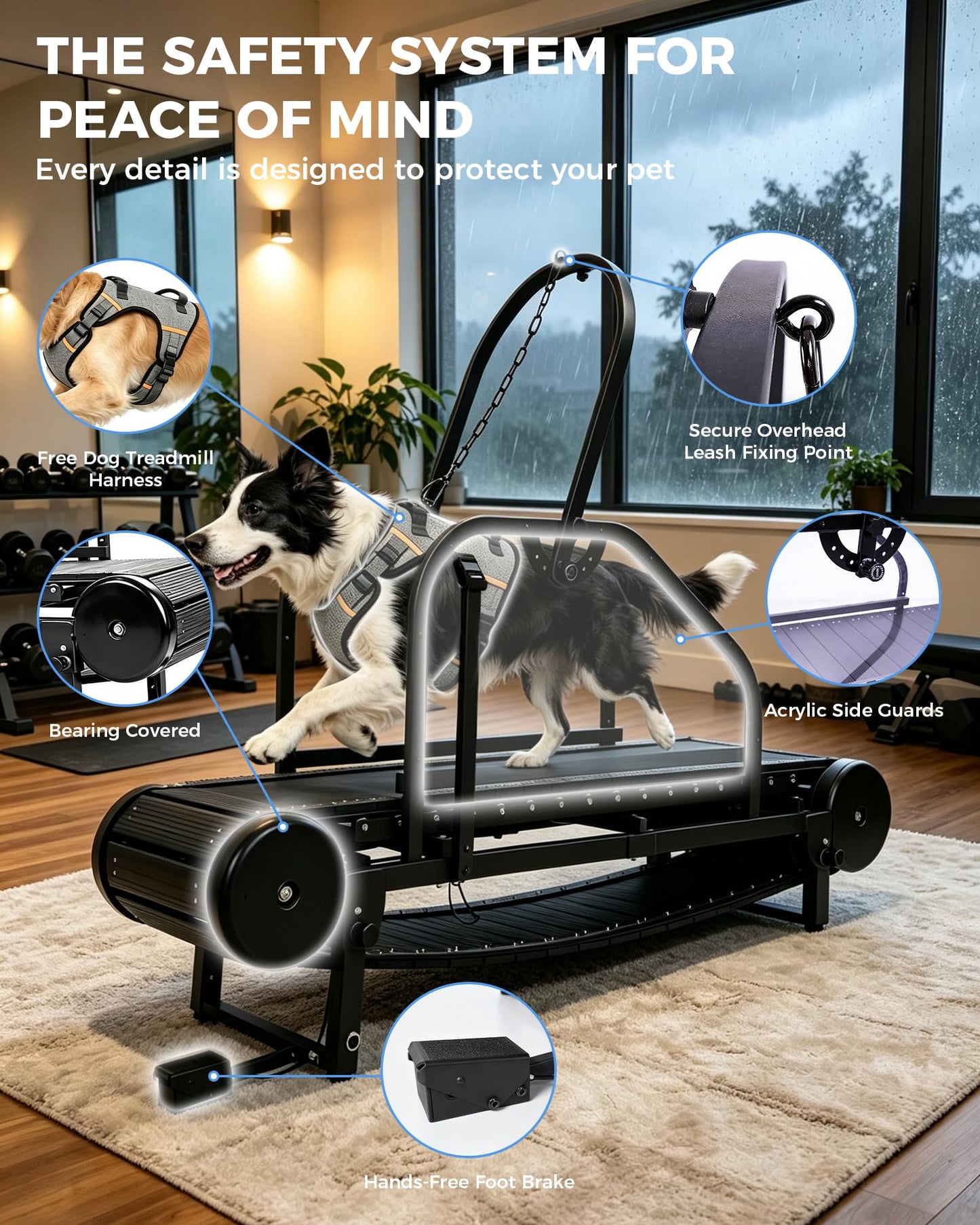 HSAUPI Dog Treadmill with Foot Brake, Non-Motorized for Large Dogs