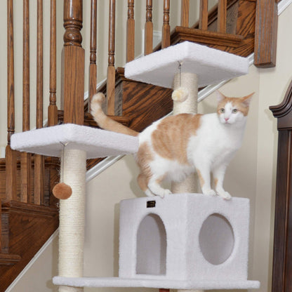 73-Inch Real Wood Cat Tree with Hammock, Condo & Perch