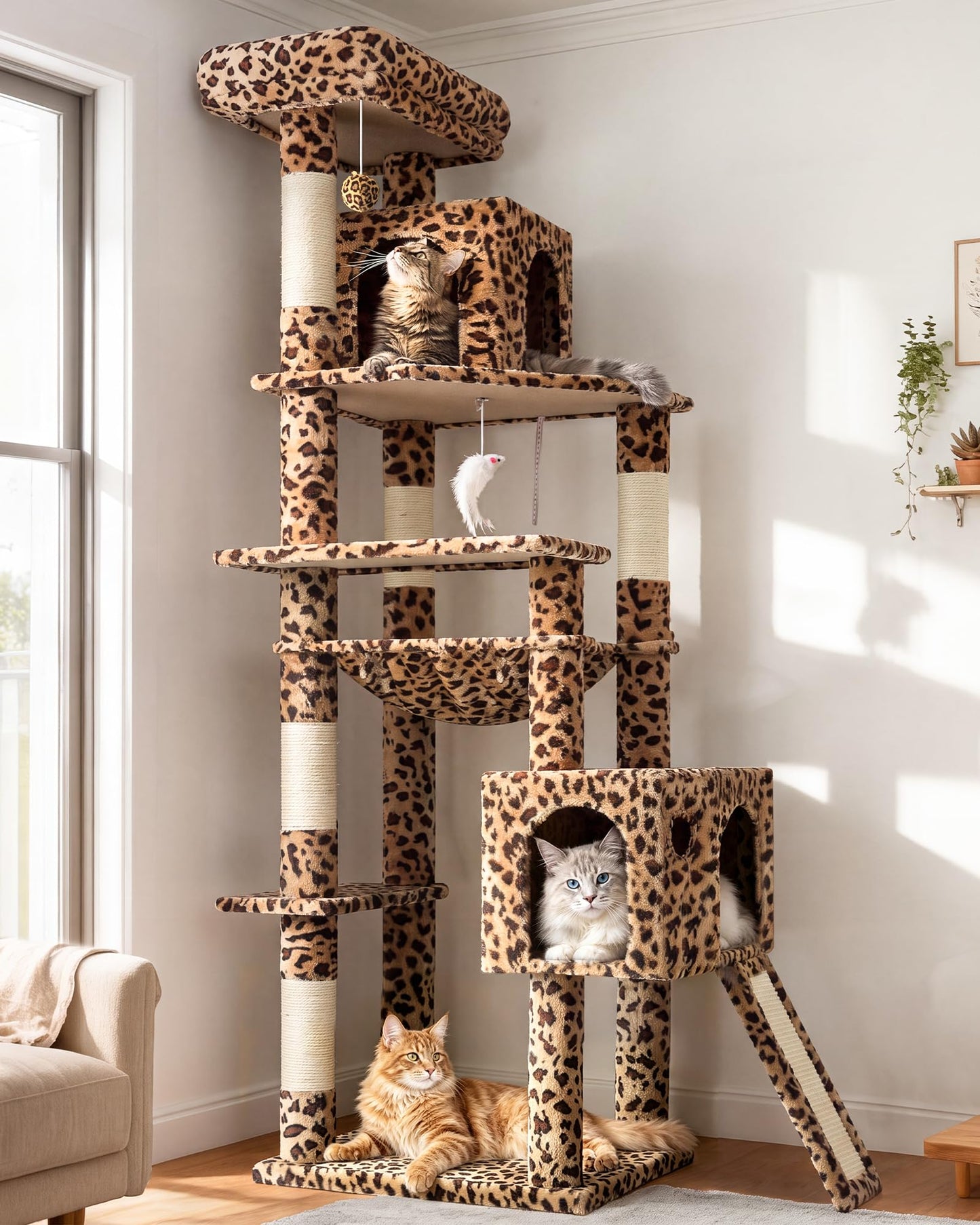 70-Inch Heavy-Duty Cat Tree with Condo, Hammock & Scratcher