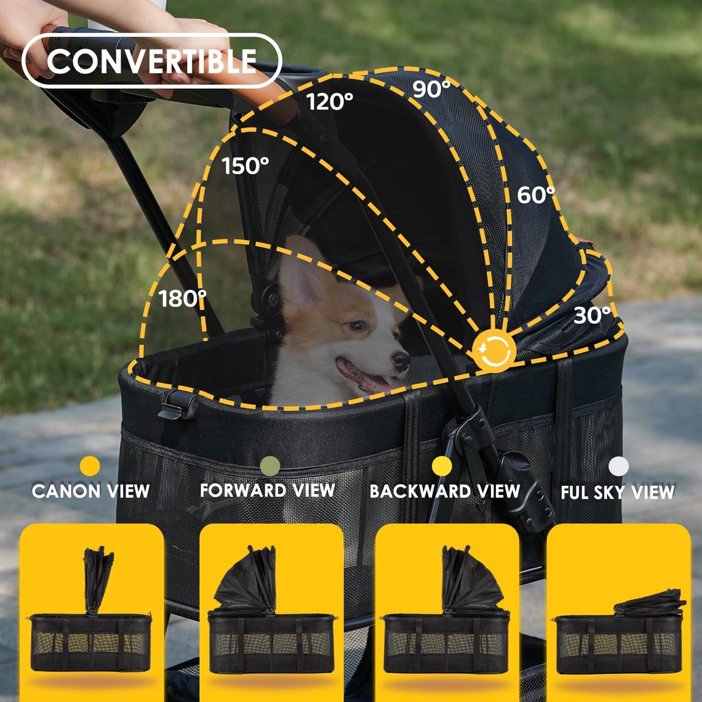 3-in-1 All-Terrain Pet Stroller with Removable Carrier