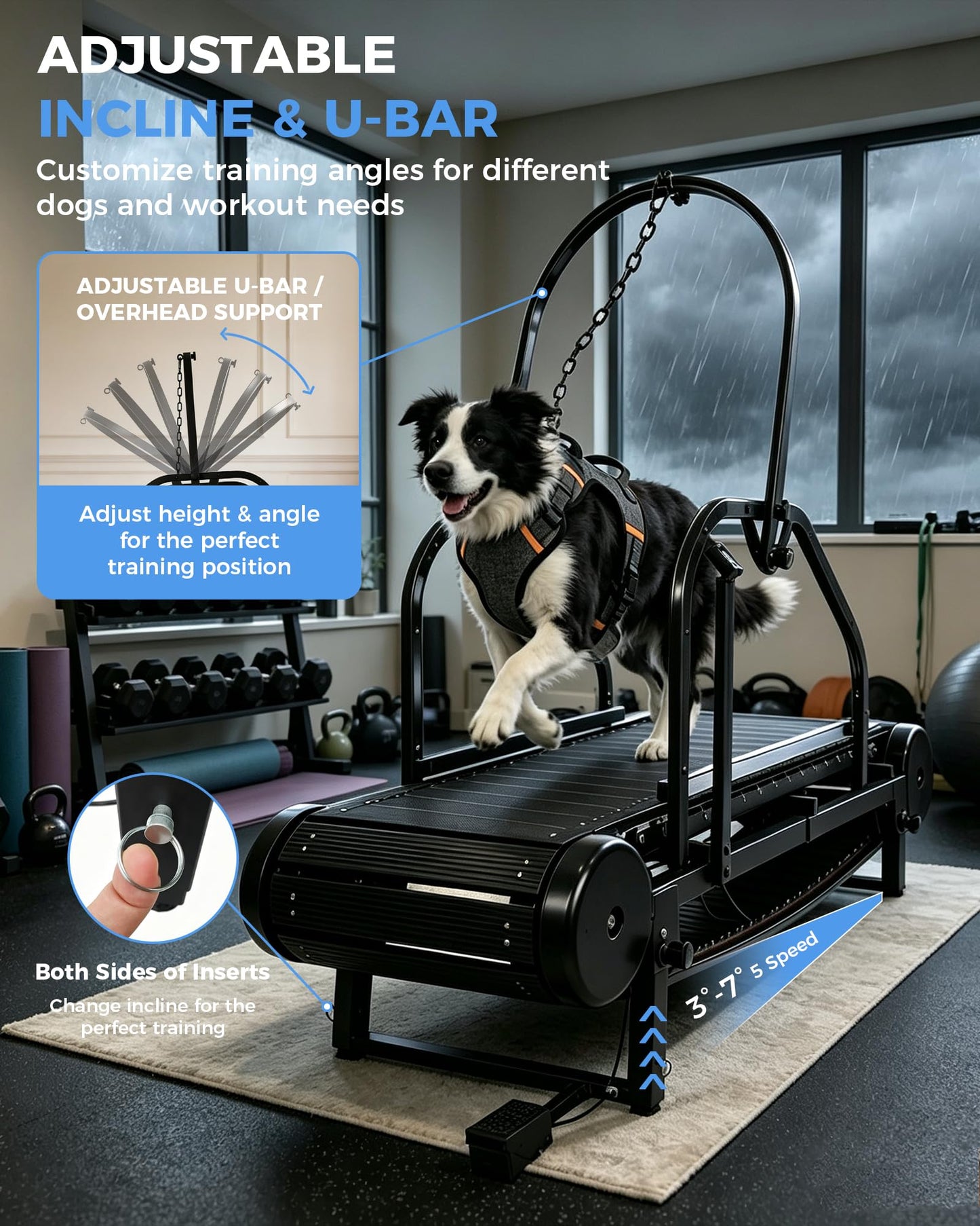 HSAUPI Dog Treadmill with Foot Brake, Non-Motorized for Large Dogs
