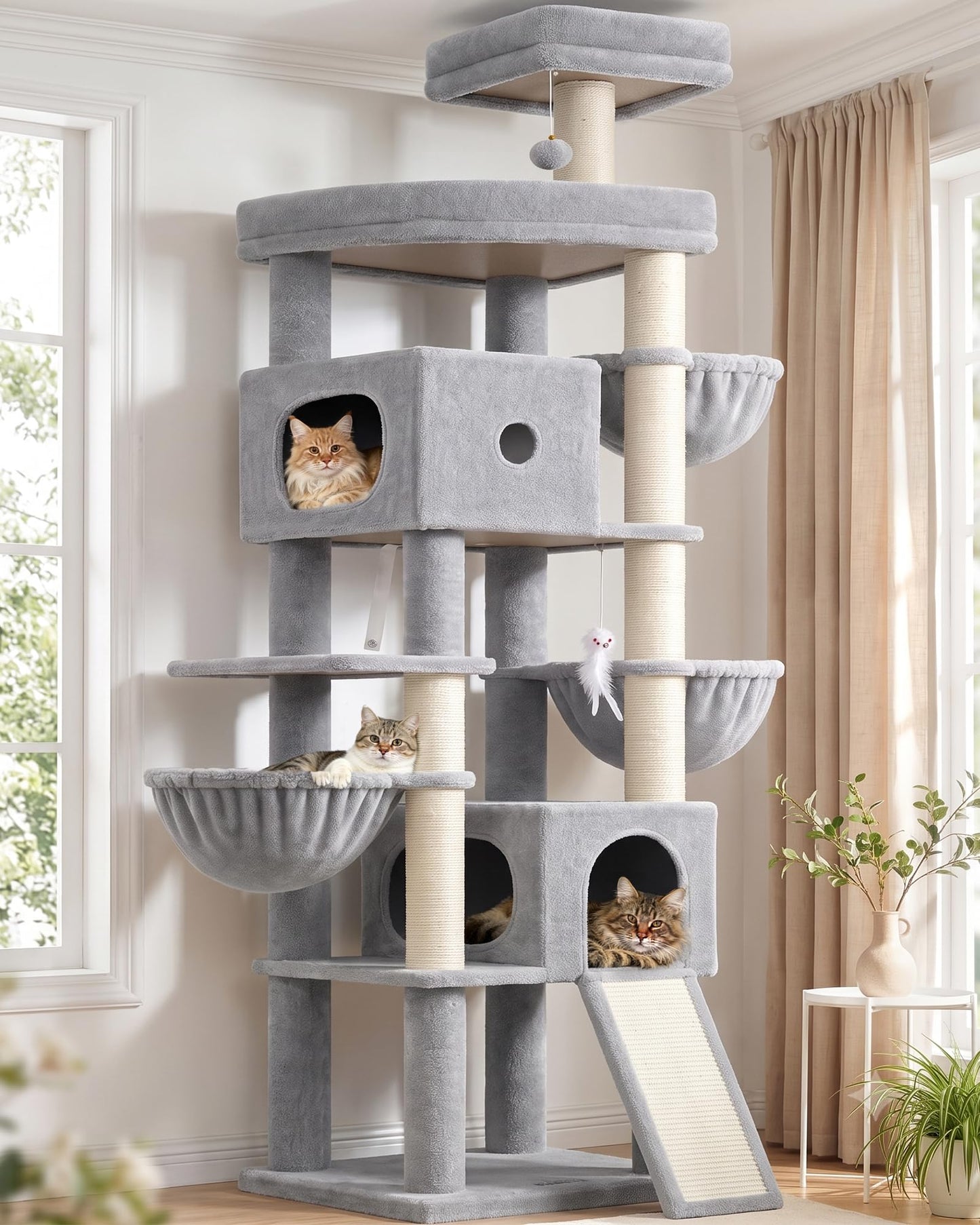 83-Inch Heavy-Duty Cat Tower with Multi-Level Condo & Perches