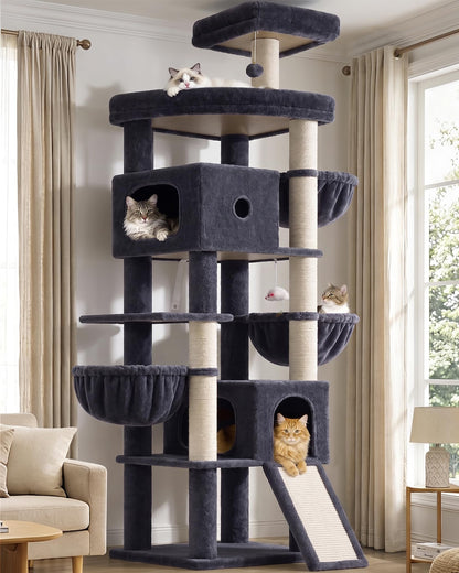 83-Inch Heavy-Duty Cat Tower with Multi-Level Condo & Perches