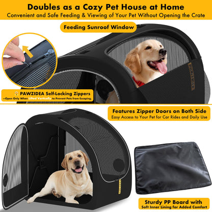 Collapsible Soft-Sided Dog Travel Crate with Metal Frame