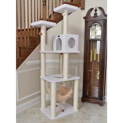 73-Inch Real Wood Cat Tree with Hammock, Condo & Perch