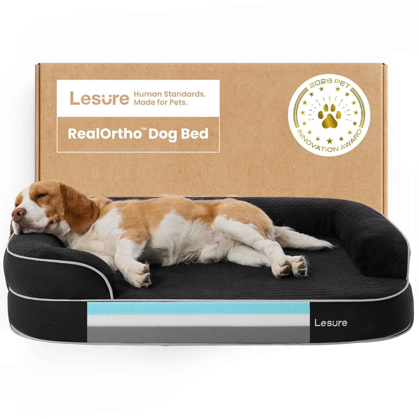 3-Layer Memory Foam Orthopedic Dog Bed with Washable Cover