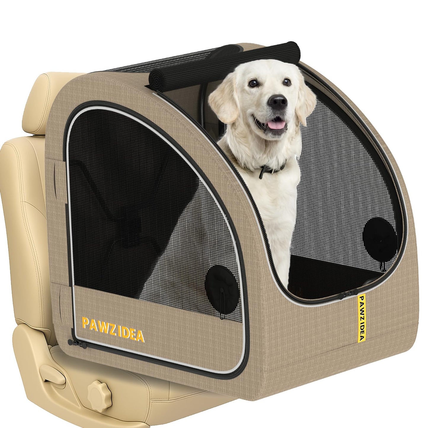 Collapsible Soft-Sided Dog Travel Crate with Metal Frame
