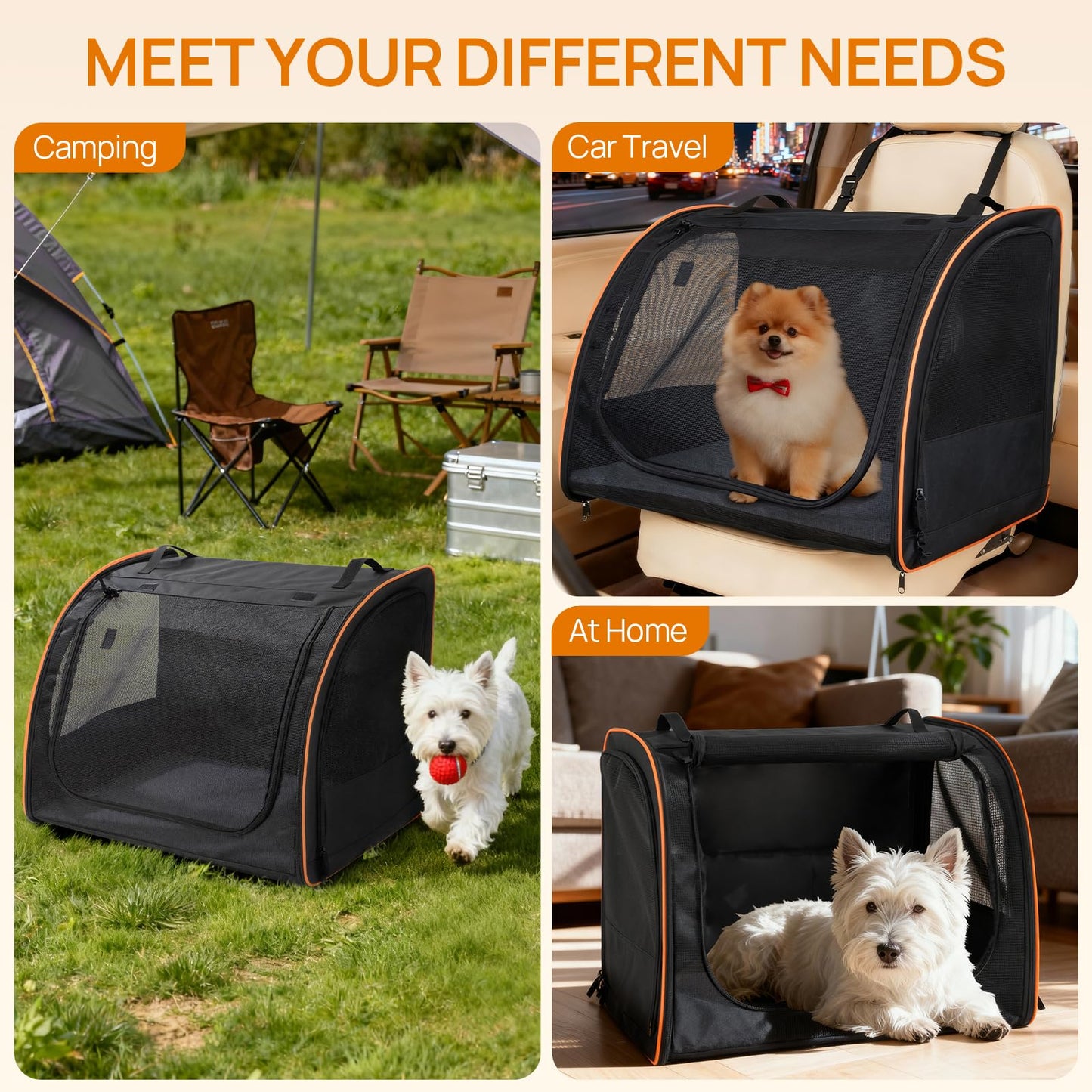 Soft-Sided Dog Car Seat Carrier for Safe Backseat Travel