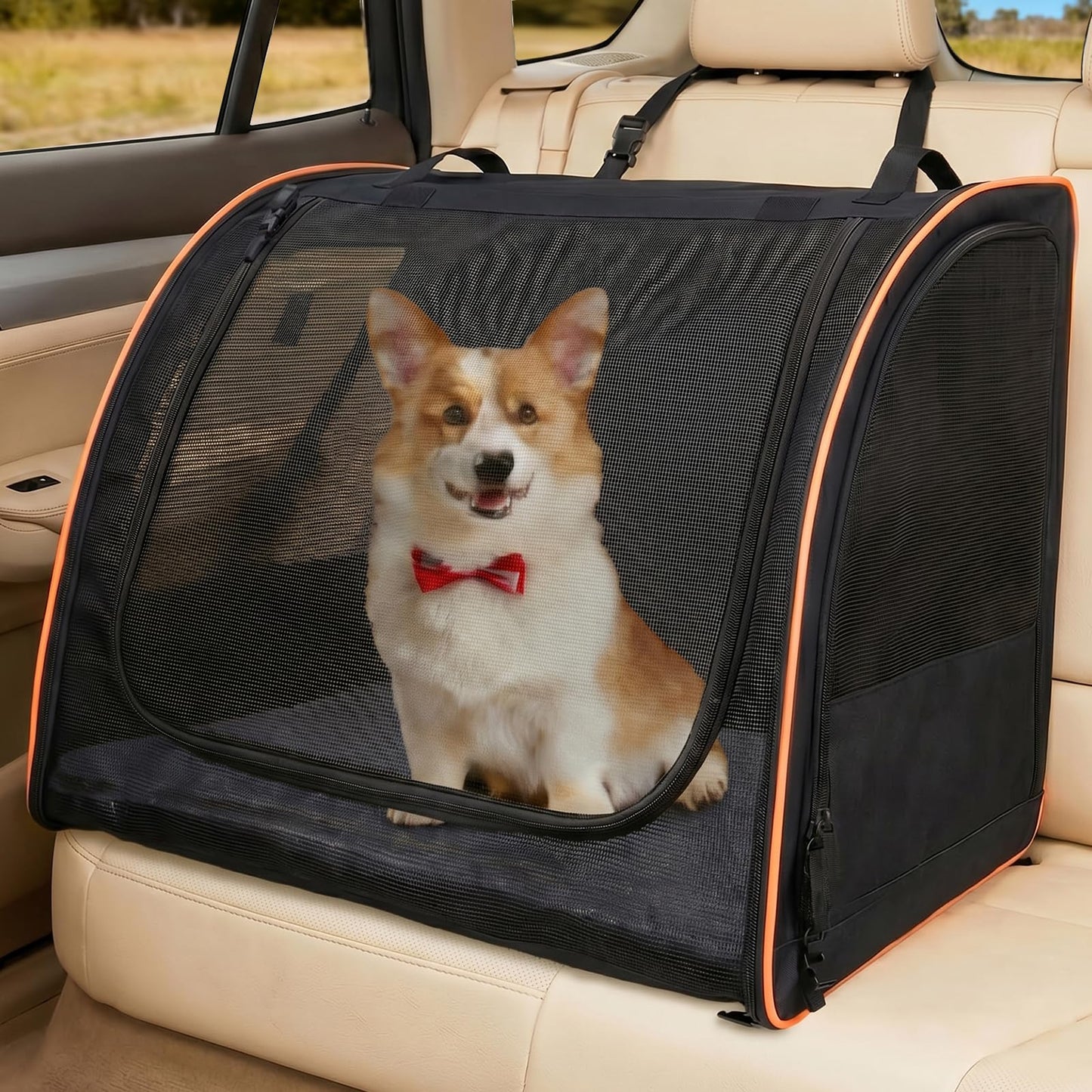 Soft-Sided Dog Car Seat Carrier for Safe Backseat Travel