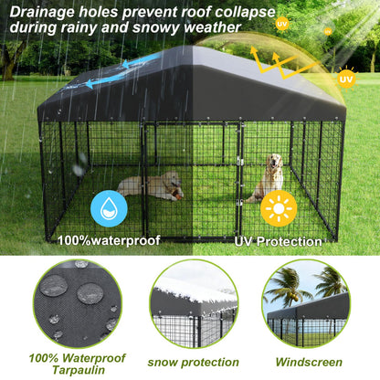 118-Inch Heavy-Duty Outdoor Dog Kennel with Weatherproof Roof