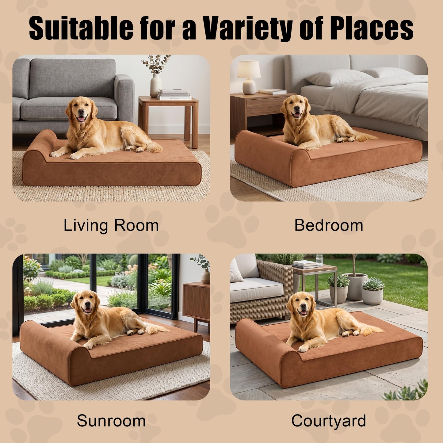 Rexlebo Orthopedic Dog Beds for Large Dogs, Memory Foam Dog Bed