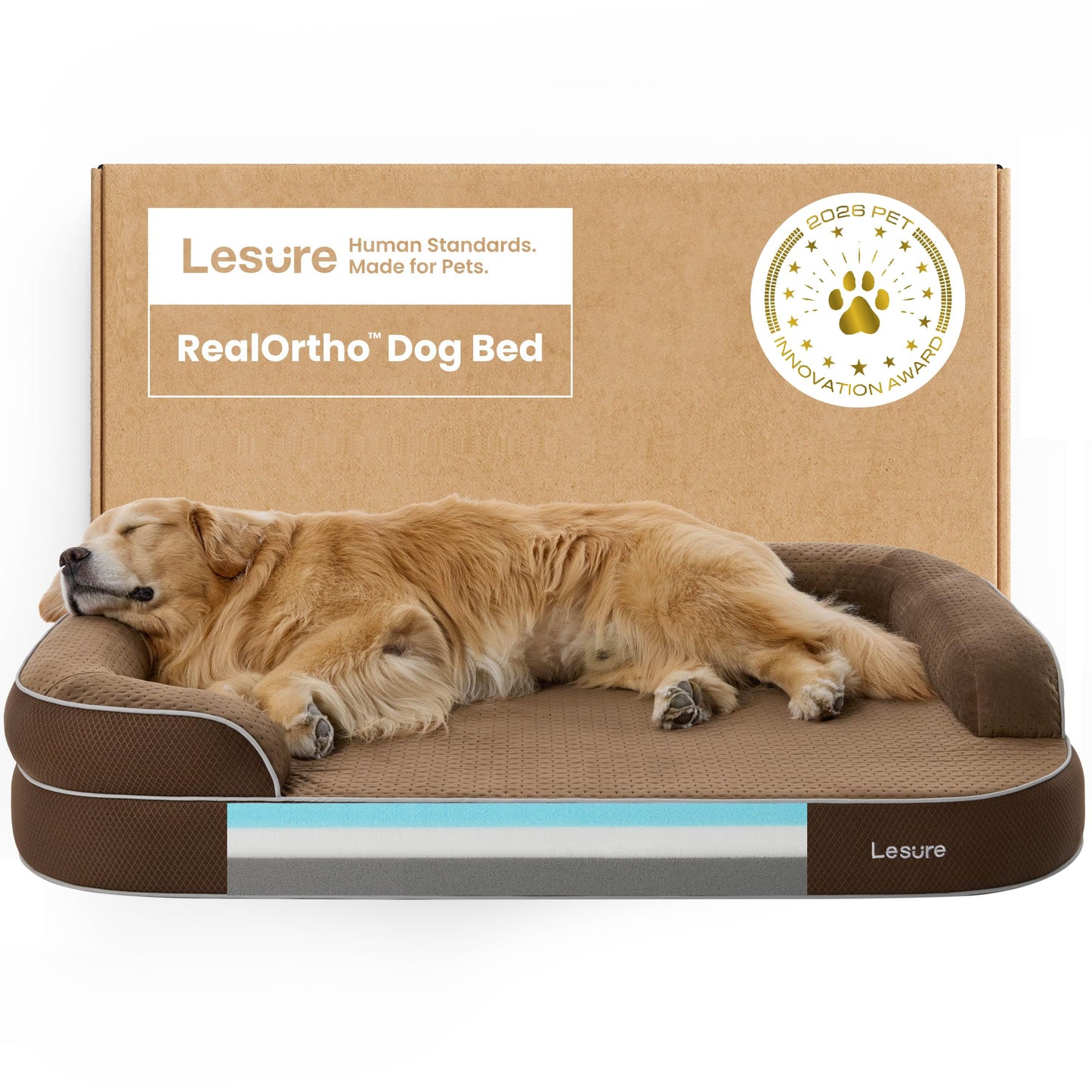 3-Layer Memory Foam Orthopedic Dog Bed with Washable Cover