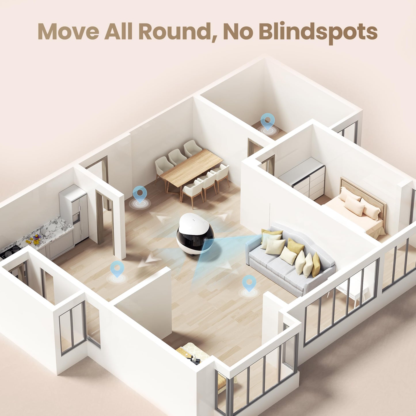 2K Mobile Pet Camera Robot with Night Vision & Two-Way Talk