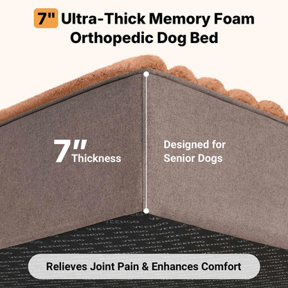 Veehoo Orthopedic Memory Foam Dog Bed for Senior Dogs, 7" Thick XL Dog Bed