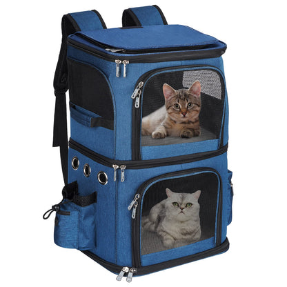 Double-Compartment Pet Carrier Backpack for Two Cats