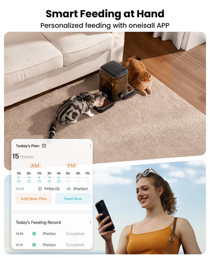 5L Dual-Bowl Automatic Cat Feeder for Two Cats