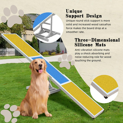 118-Inch Adjustable Dog Agility Seesaw for Backyard Training
