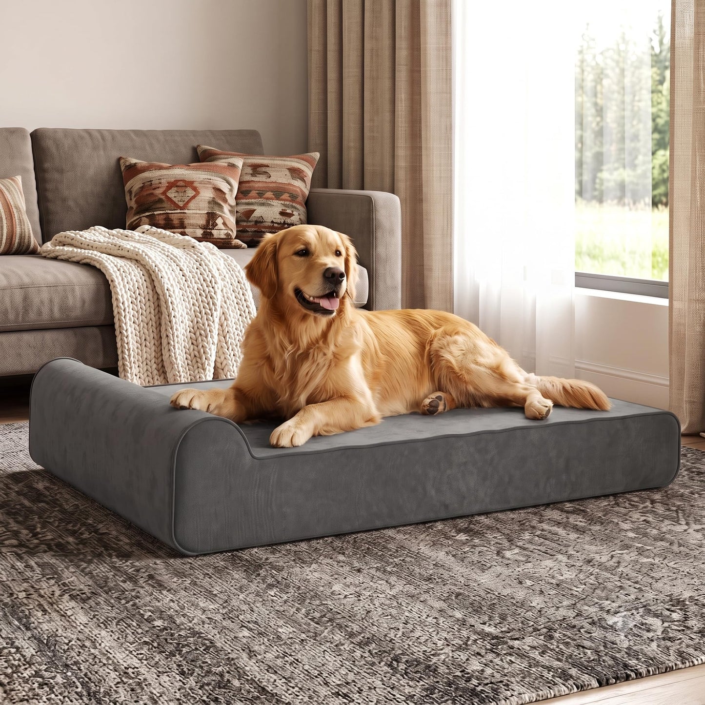Rexlebo Orthopedic Dog Beds for Large Dogs, Memory Foam Dog Bed
