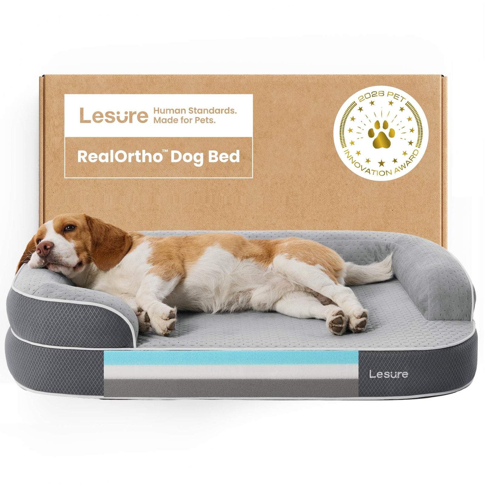 3-Layer Memory Foam Orthopedic Dog Bed with Washable Cover